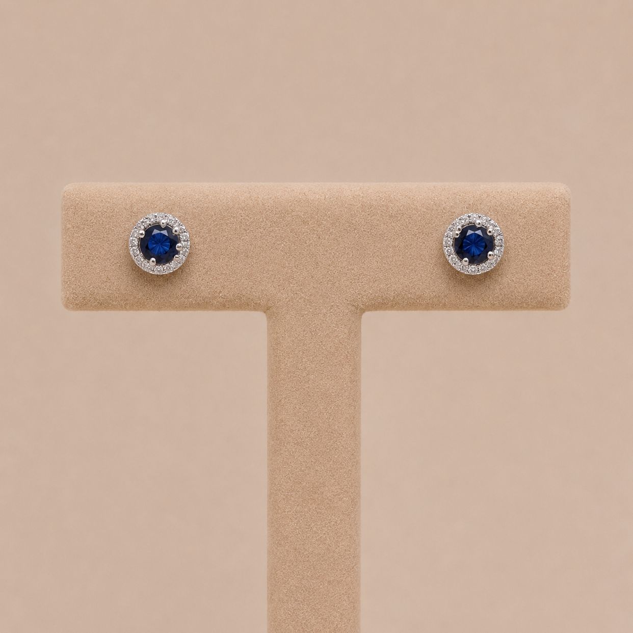 Sapphire Diamond Halo Studs (September)