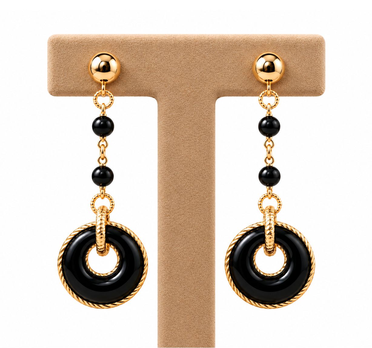 Onyx Loop Beaded Dangle Earrings