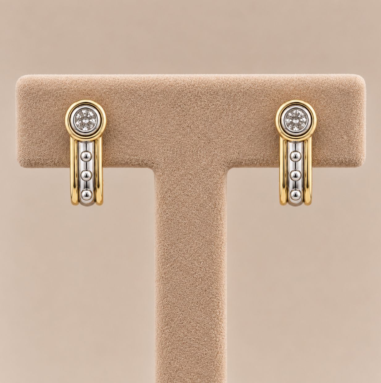 Two-Tone Diamond &amp; Gold Mirage Earrings (2)