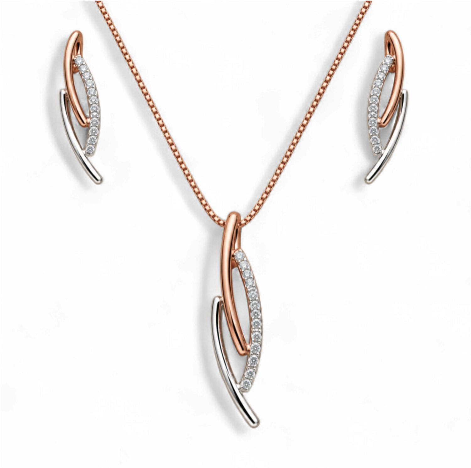 Two-Tone Diamond Branch Earrings