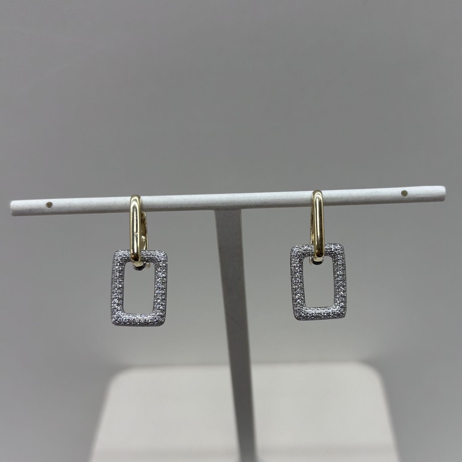 14KYW Two-Tone Dangle w/ Diamonds Earrings Bassali