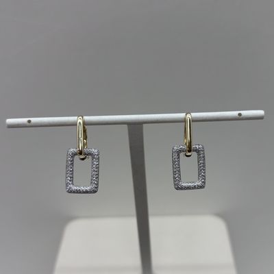 14KYW Two-Tone Dangle w/ Diamonds Earrings Bassali