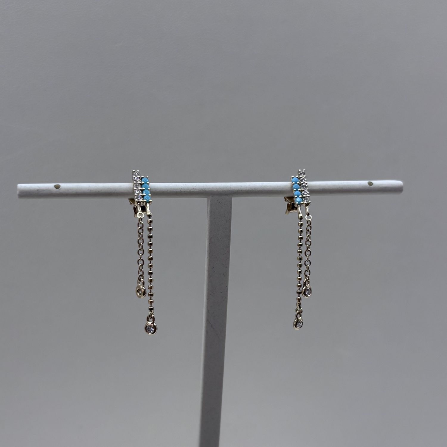14KY Turquoise Dangle Earrings Bassali