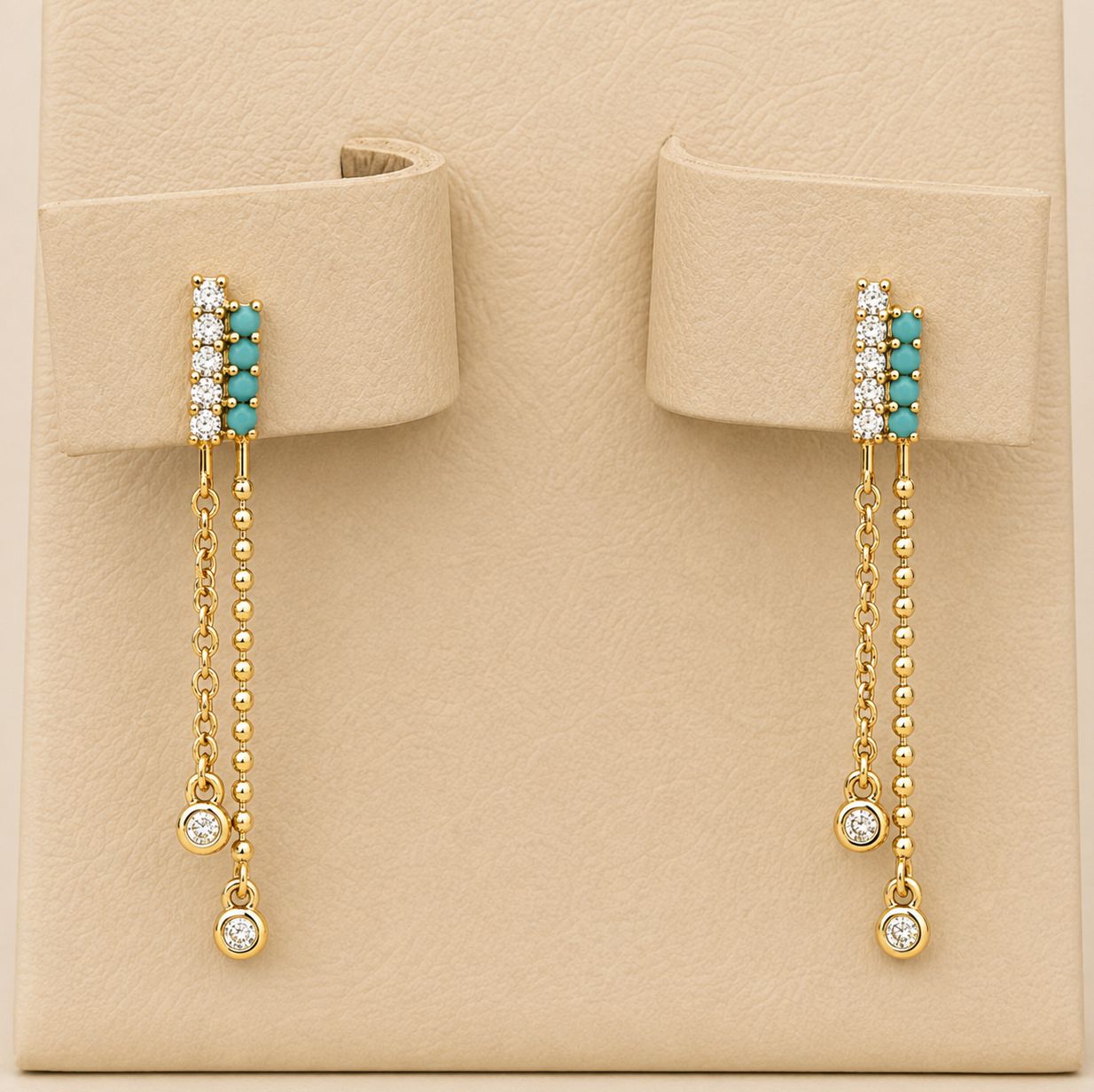 Gold Turquoise Dangle Earrings