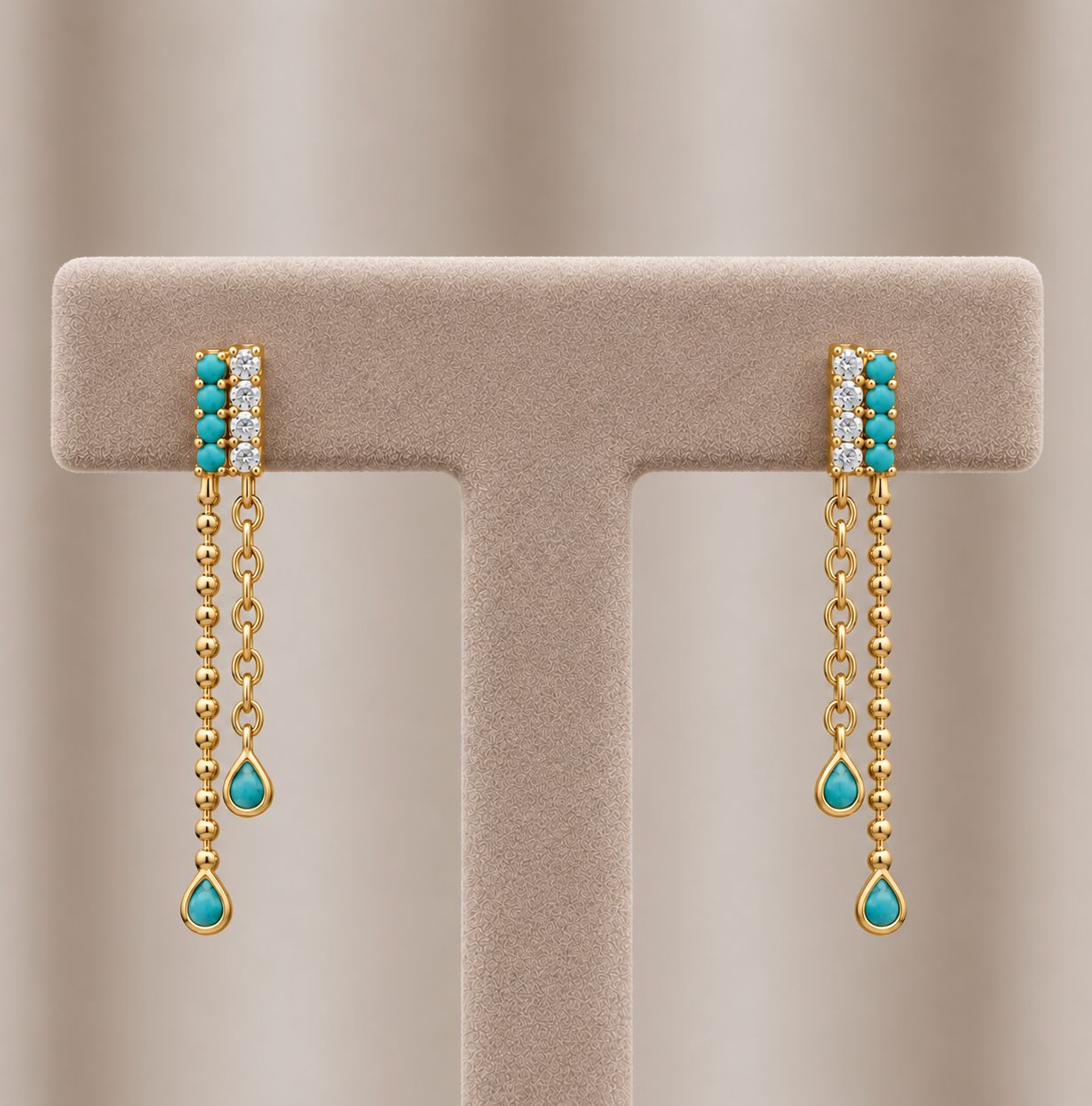 Gold Turquoise Dangle Earrings