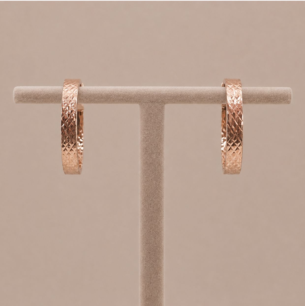 Rose Gold Textured Hoops (1.9g)