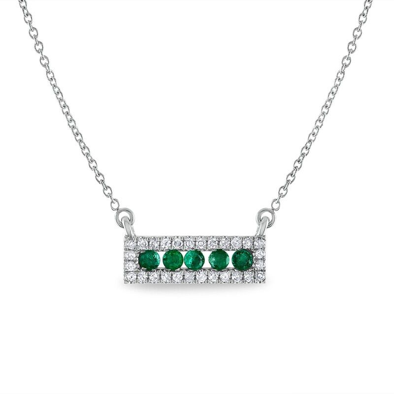 Emerald &amp; Diamond Bar Necklace Bassali