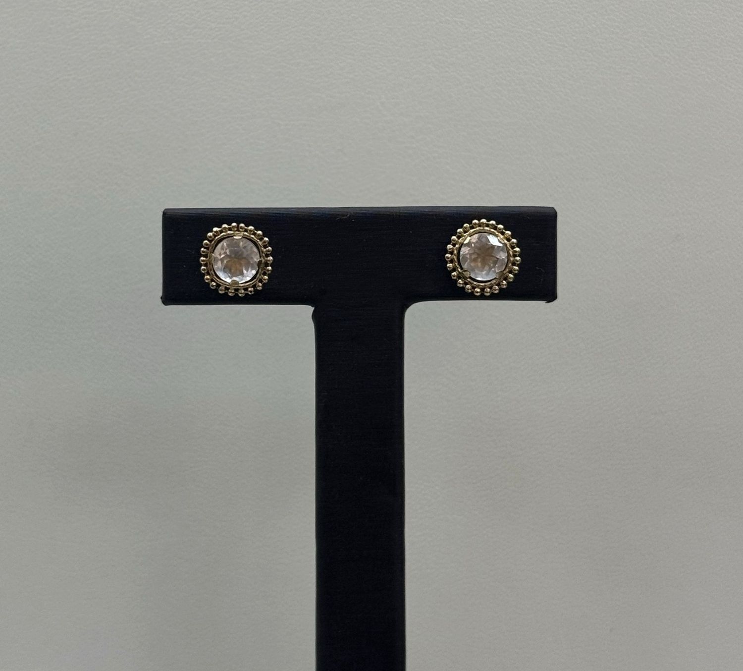 10KY White Topaz Stud Earrings