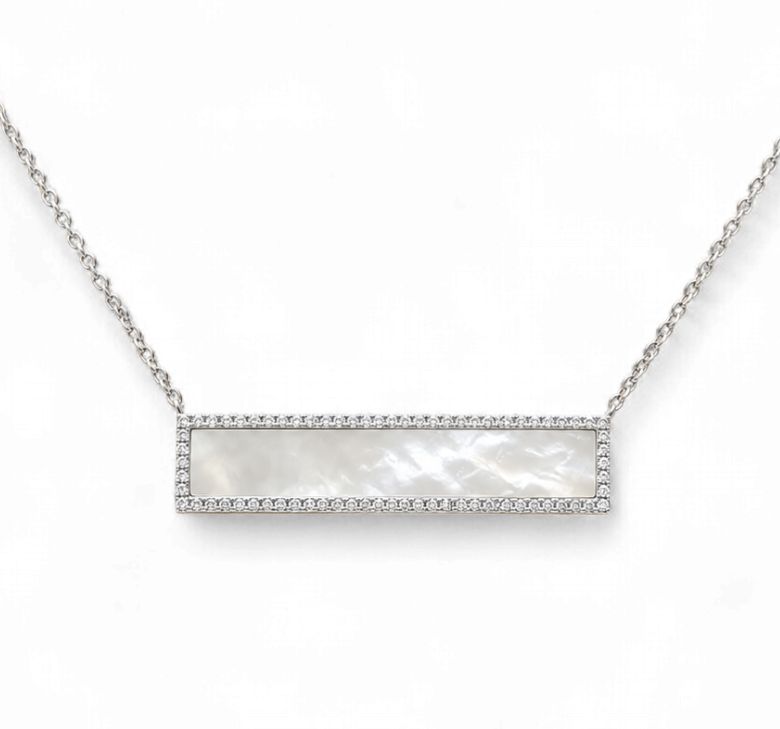 Mother of Pearl Diamond Bar Pendant