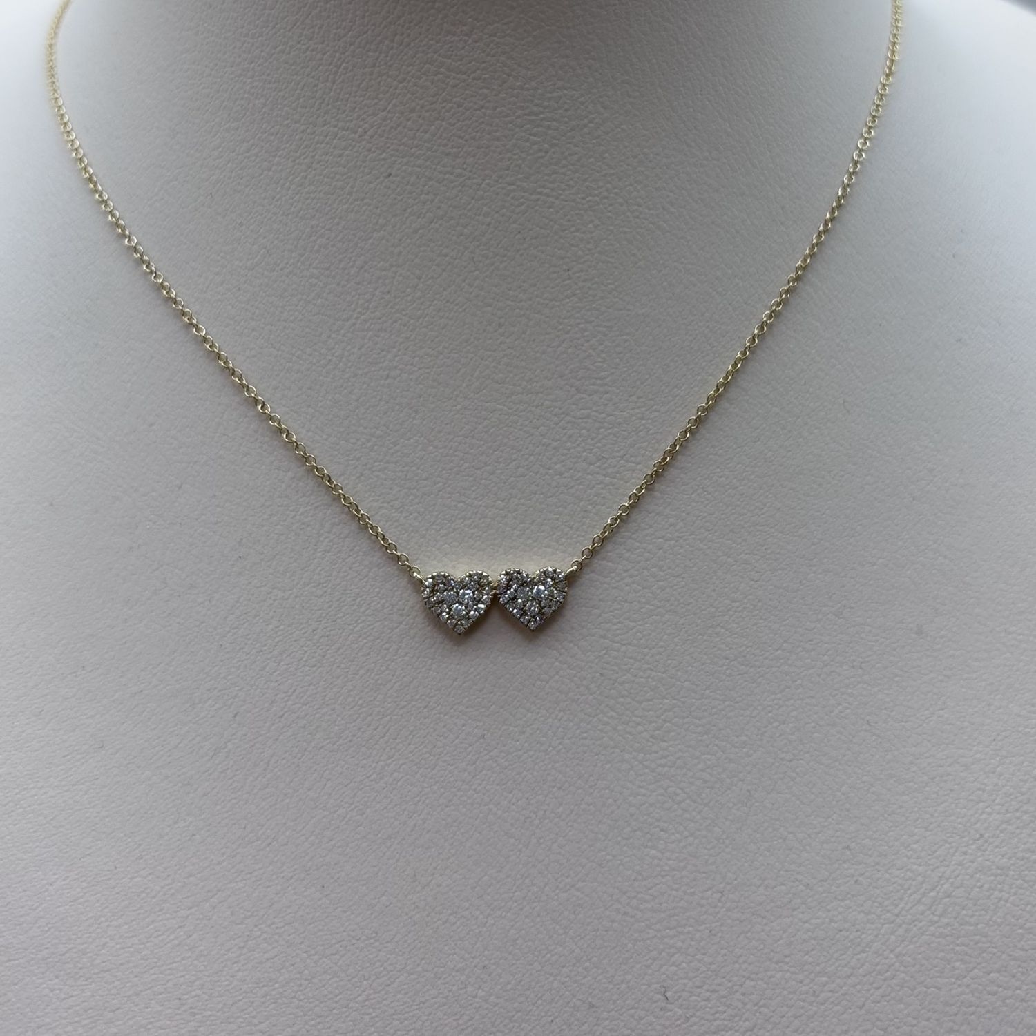 14KY Two-Hearts Diamond Necklace