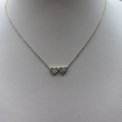 14KY Two-Hearts Diamond Necklace