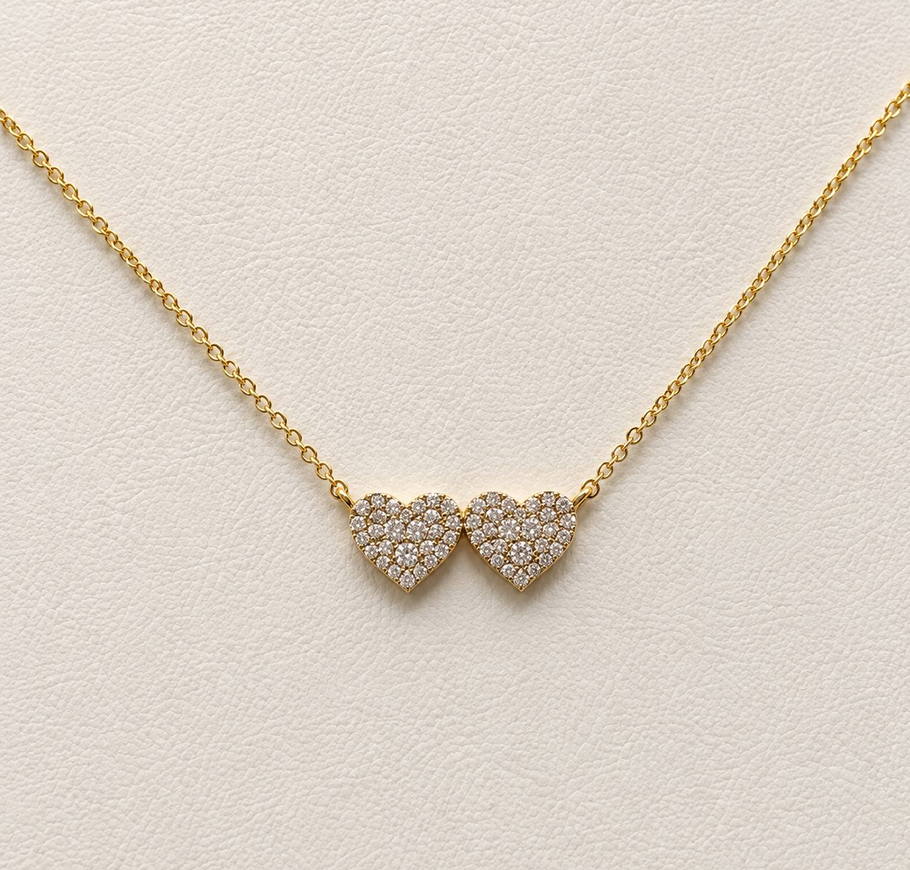 Gold Two-Hearts Joined Diamond Necklace
