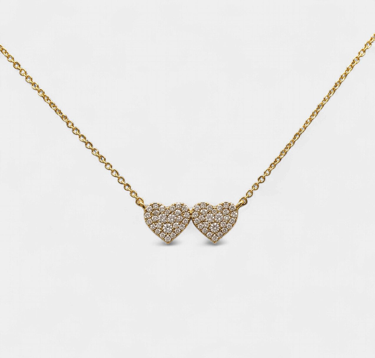 Two-Hearts Joined Diamond Necklace
