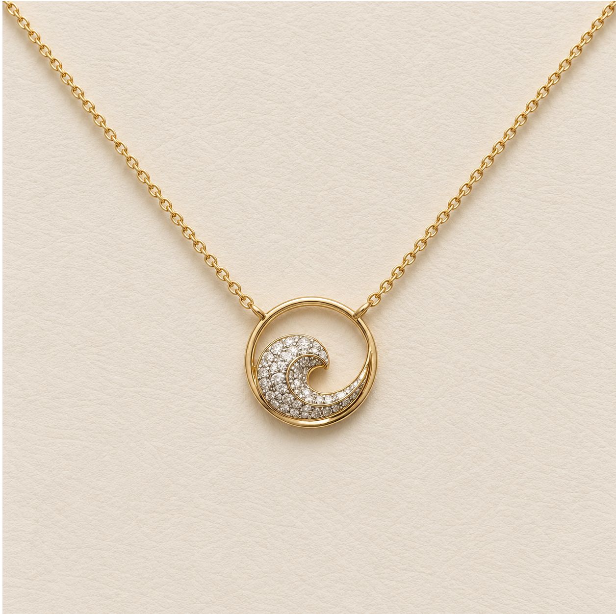 Gold Diamond Wave Necklace