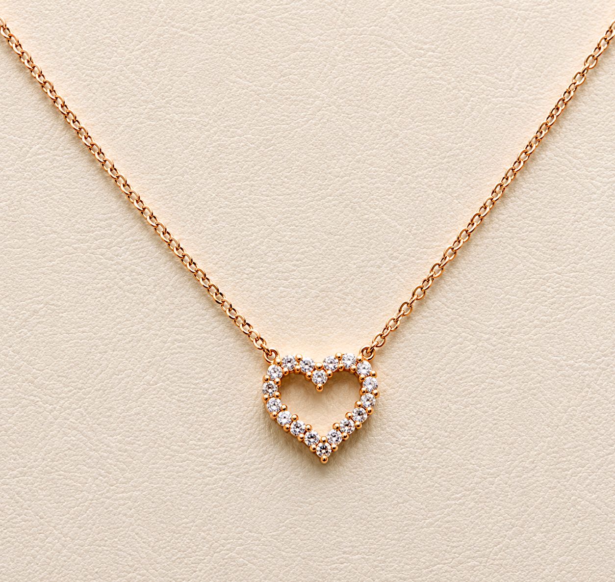 Open Heart Rose Gold Necklace