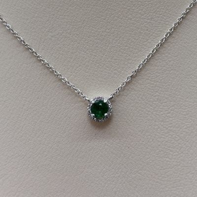 14KW Emerald &amp; Diamond Necklace