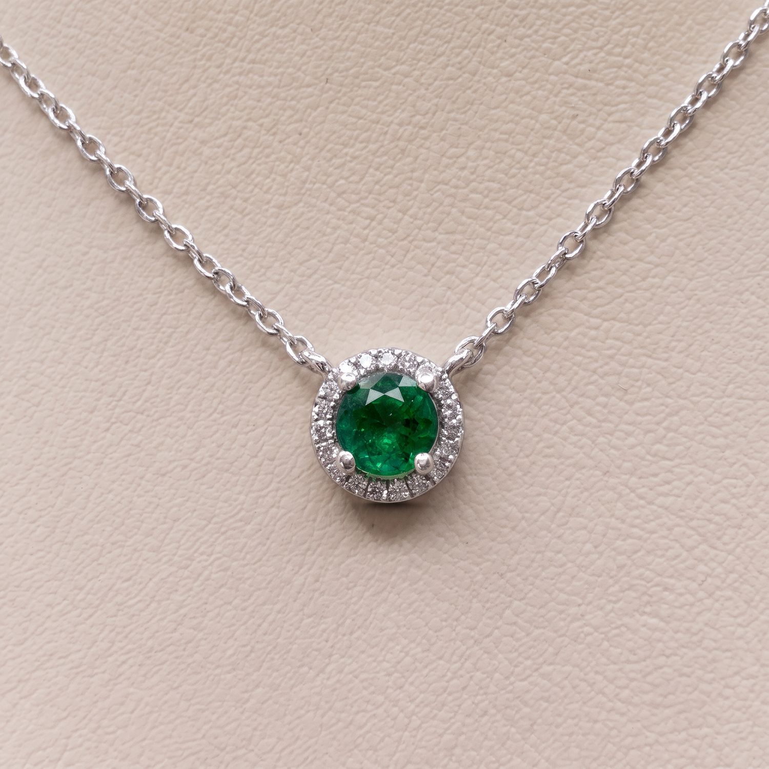 14KW Emerald &amp; Diamond Necklace