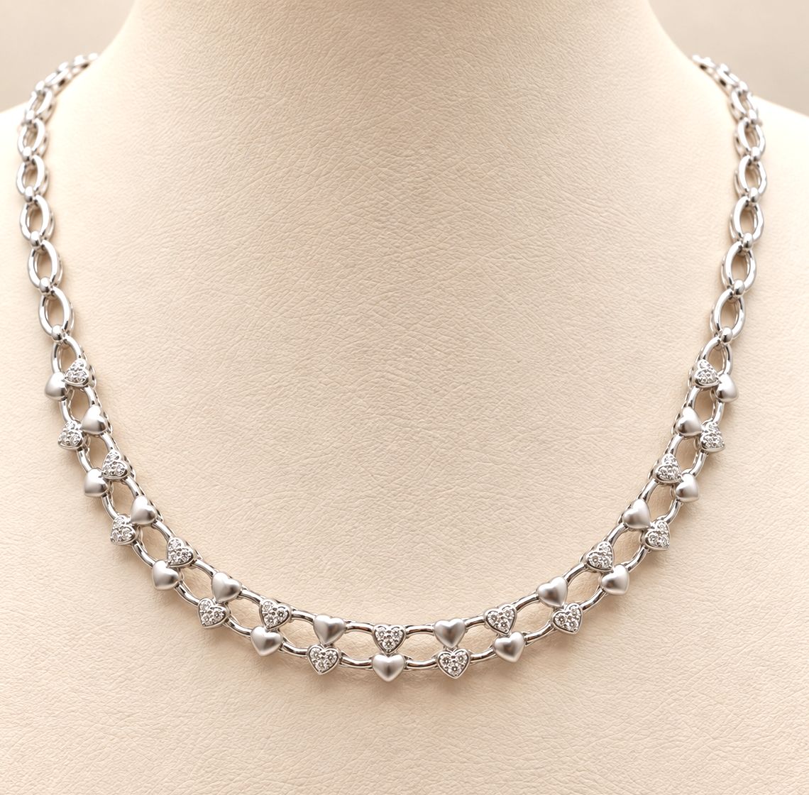 Interconnected Diamond Heart Necklace