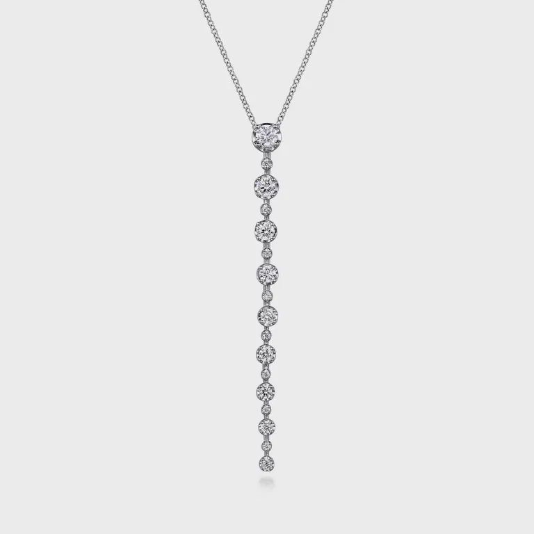 14K White Gold Diamond Vertical Bar Necklace