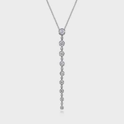 14K White Gold Diamond Vertical Bar Necklace