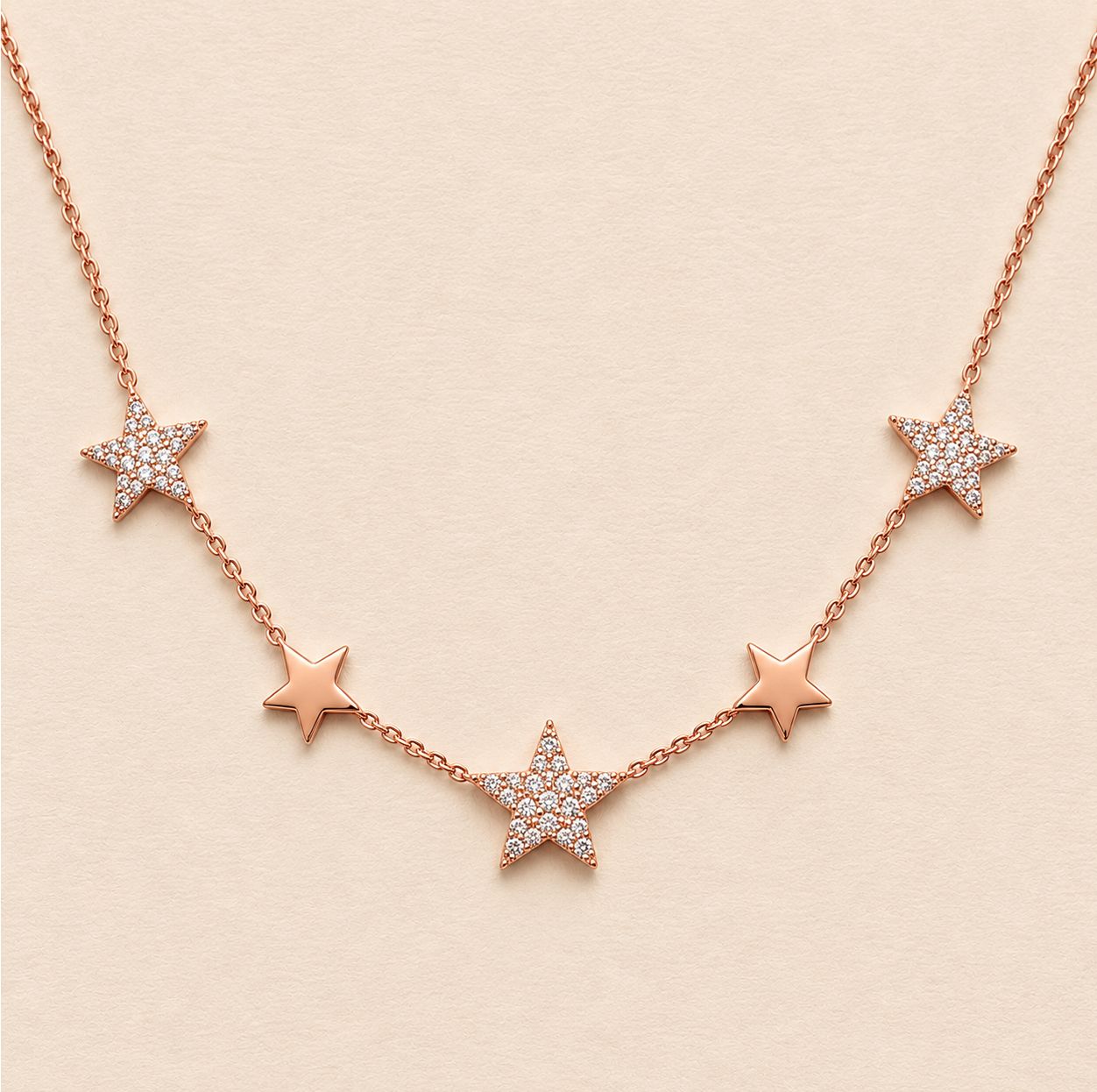 Rose Gold Star Diamond Dangle Necklace