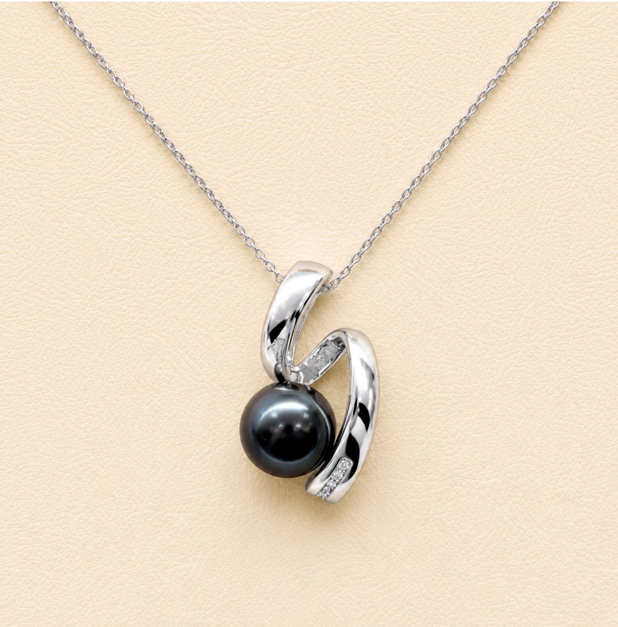Tahitian Pearl Diamond "Swirl" Necklace