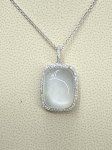 White Opal/Dia Cushion Cut Pendant