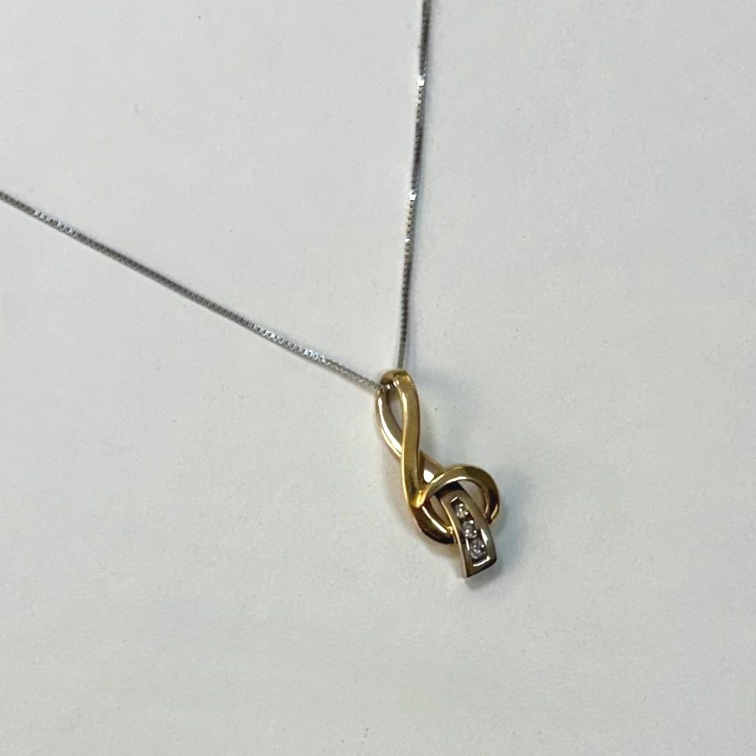 14KY Music Note Diamond Pendant