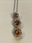 3 Stone Citrine/Dia Stacked Pendant