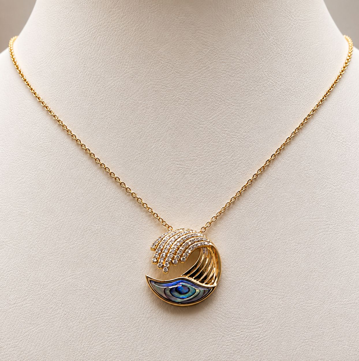 Abalone &amp; Diamond Wave Pendant