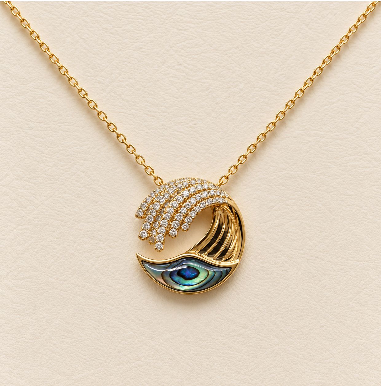 Abalone &amp; Diamond Wave Pendant