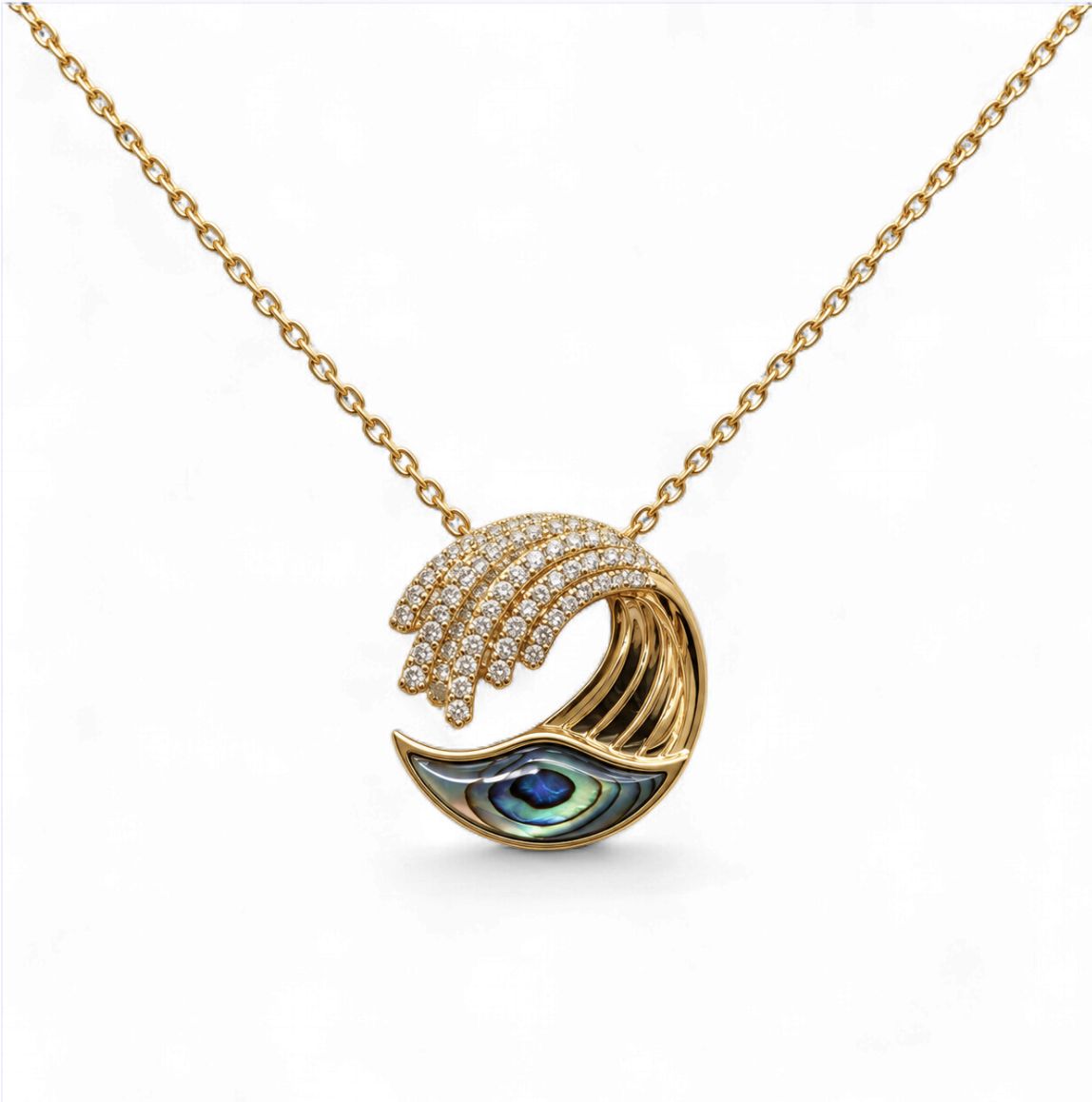 Abalone Diamond Wave Pendant
