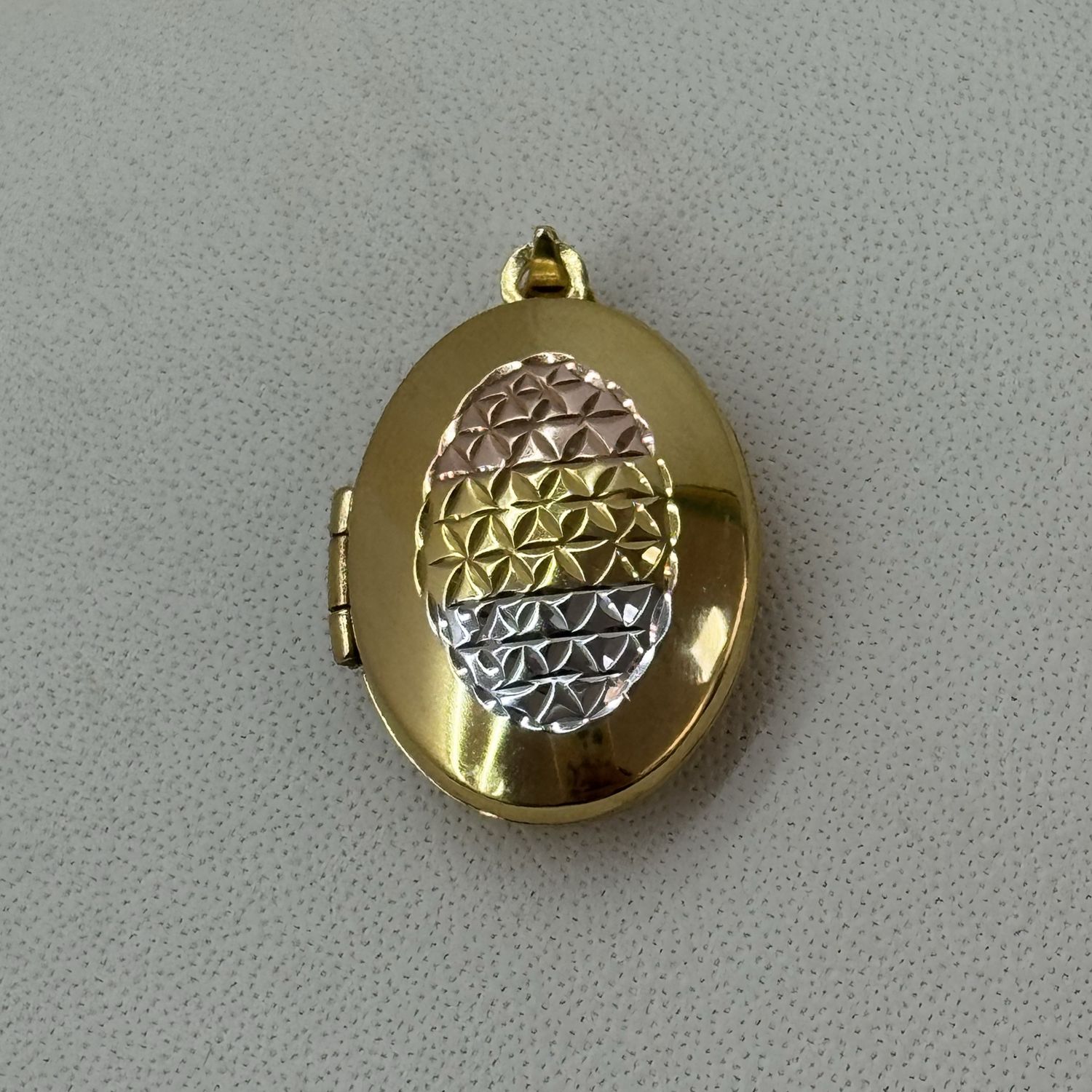 Tri-Tone Locket with Chain