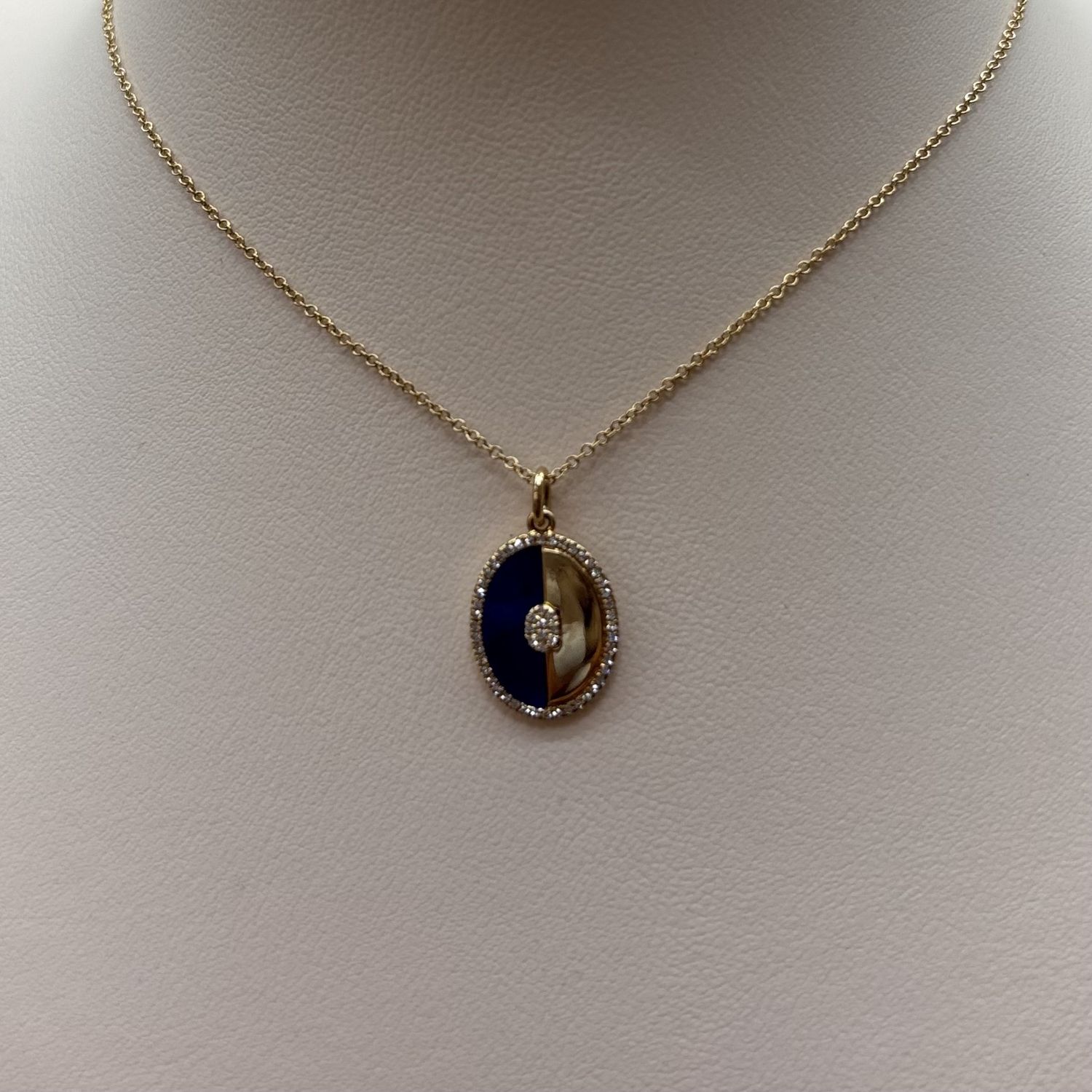 14KY Lapis Lazuli &amp; Diamond Pendant