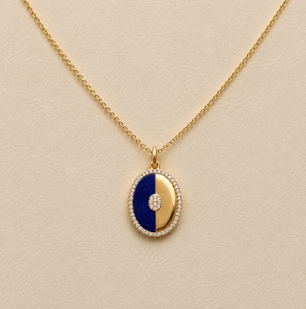 Oval Lapis Lazuli &amp; Diamond Pendant