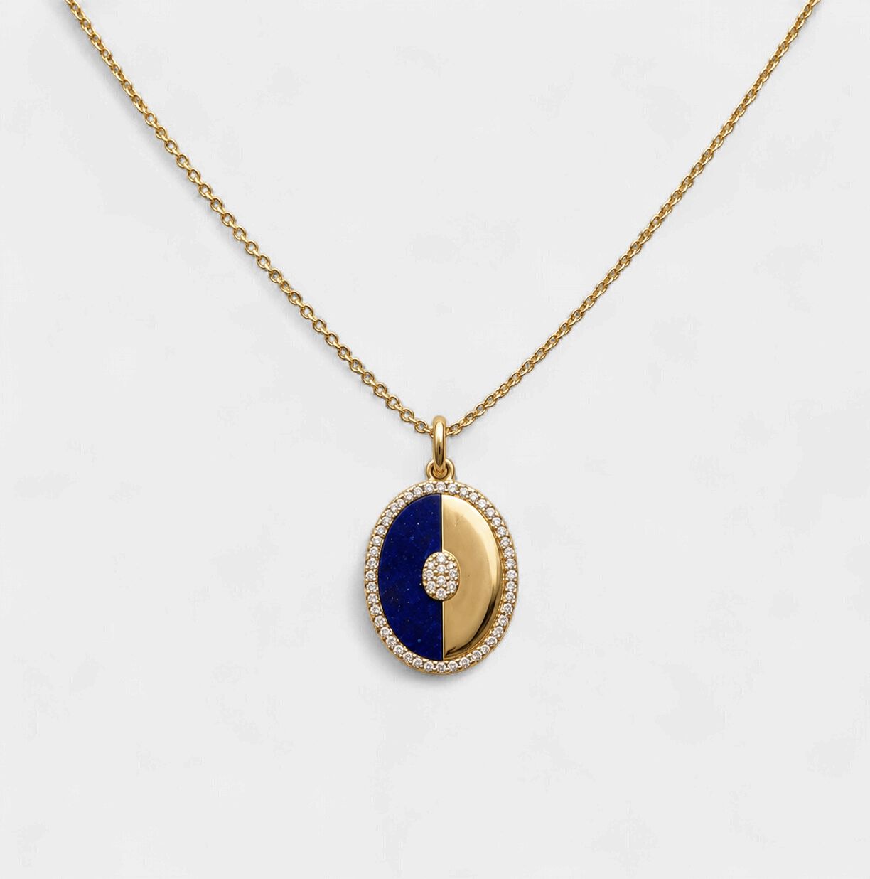 Oval Lapis Lazuli Diamond Pendant