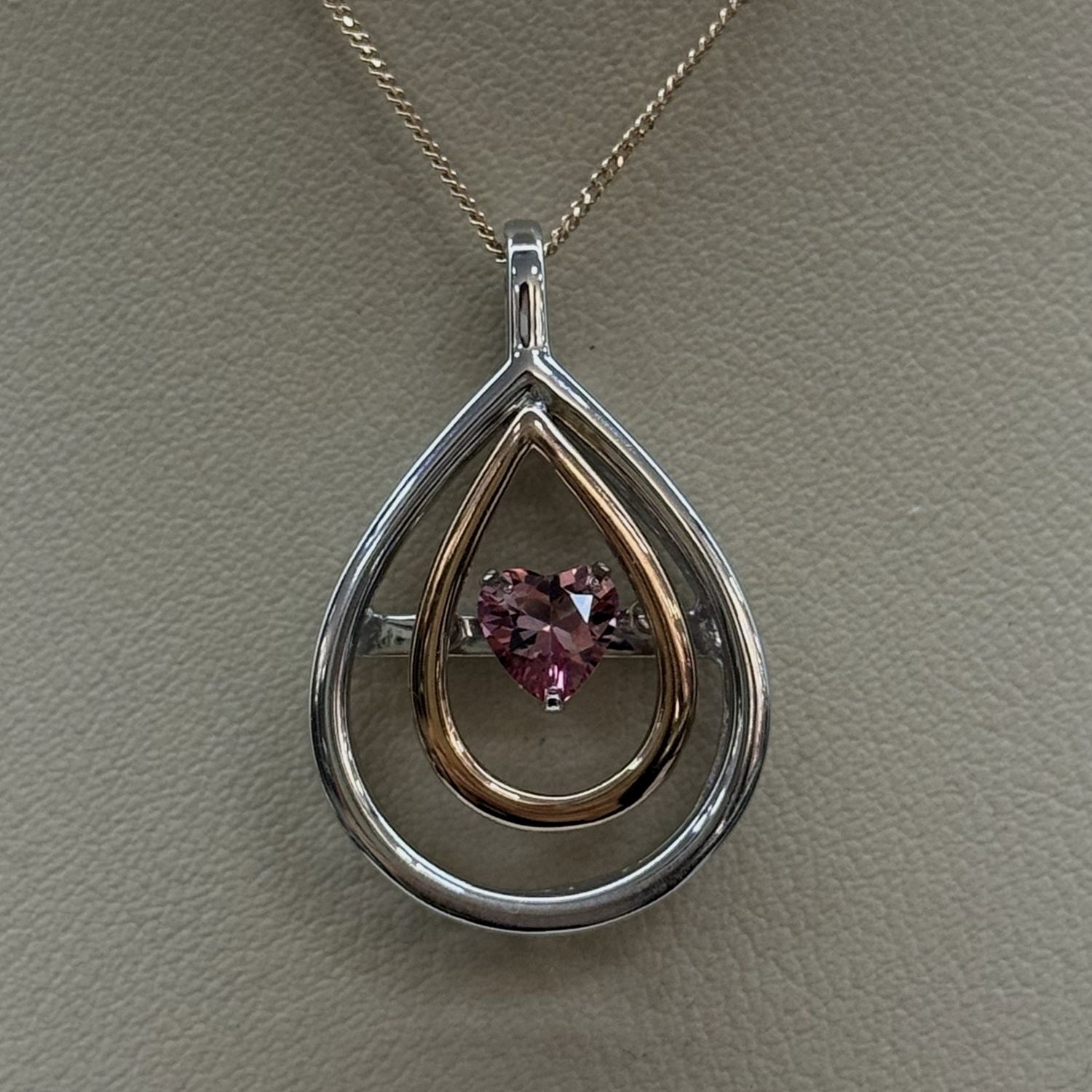 10KWR  Pendant w/ Pink Tourmaline Heart