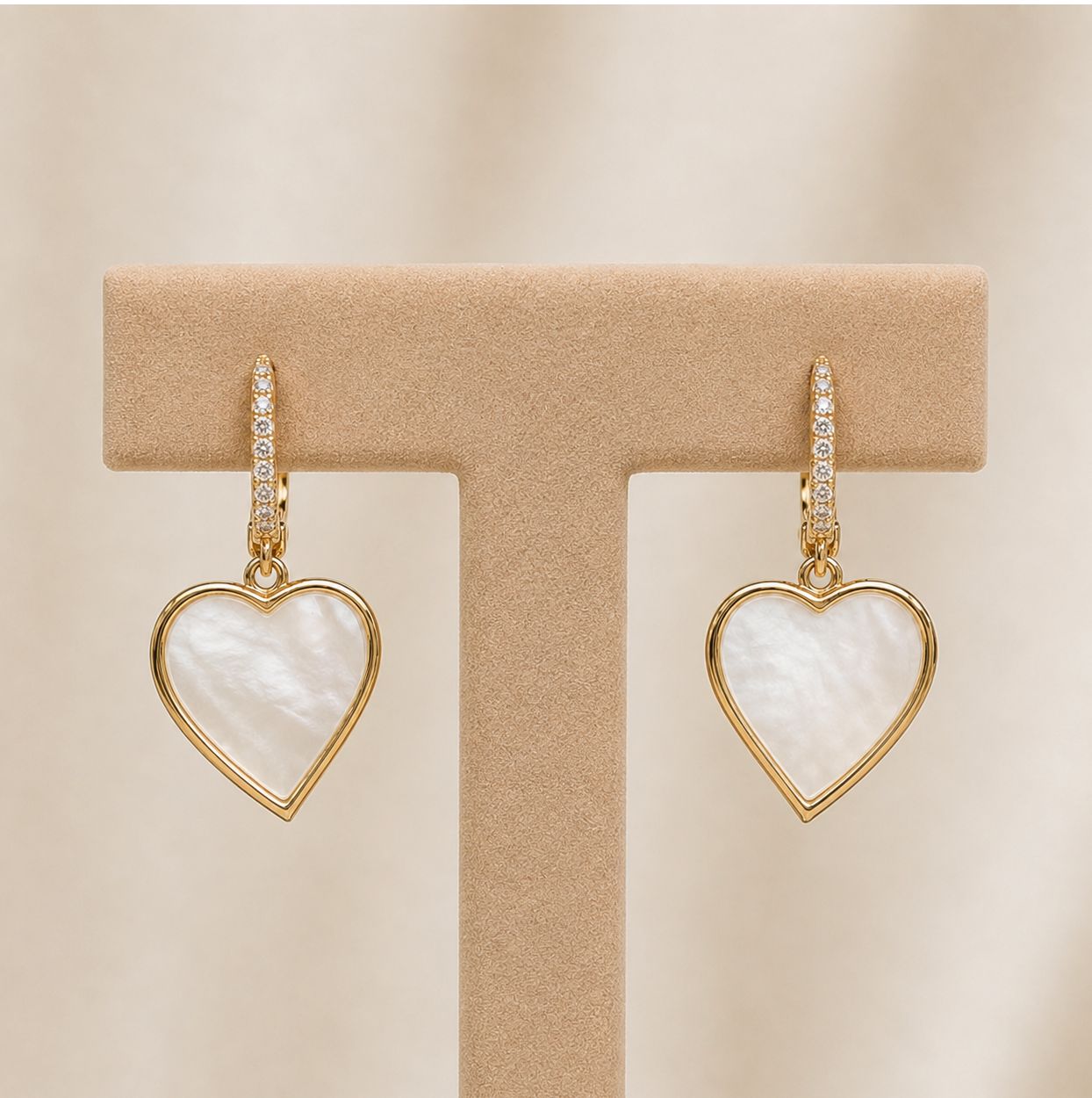 Elegant Rose Gold Mother of Pearl Heart Earrings