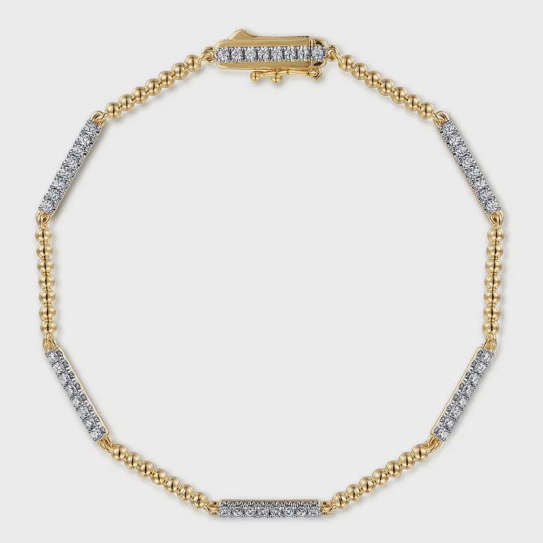 14K Yellow Gold Diamond Tennis Bracelet-Bujukan - TB4724Y45JJ