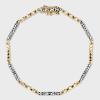 14K Yellow Gold Diamond Tennis Bracelet-Bujukan - TB4724Y45JJ