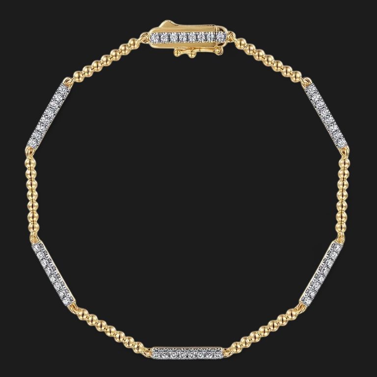 14K Yellow Gold Diamond Tennis Bracelet-Bujukan