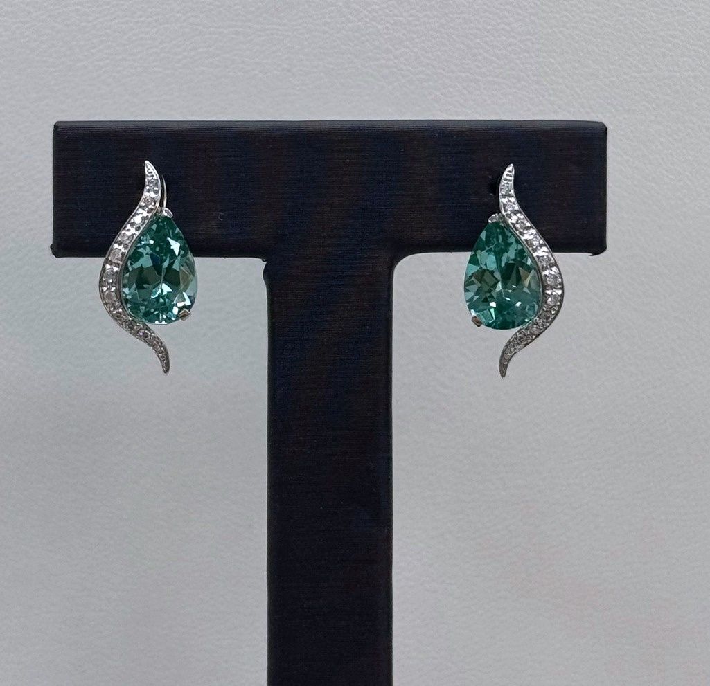 14KW Amethyst Diamond Tear Drop Earrings