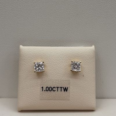 14KY 1ct Princess-Cut Diamond Earrings