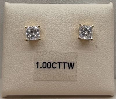 14KY 1ct Princess-Cut Diamond Earrings