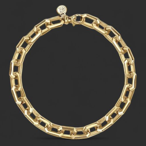 14K Yellow Gold Men's Faceted Chain Bracelet