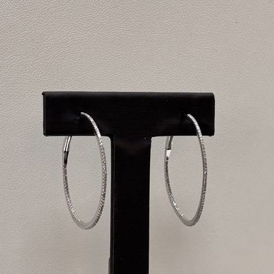 14KW Diamond (0.28ct) Medium Hoop Earrings