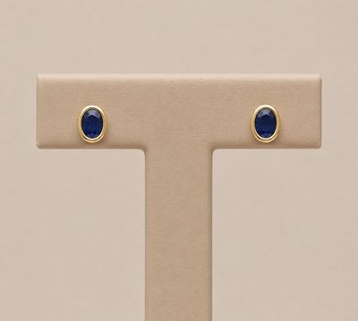 Gold Halo Sapphire Stud Earrings