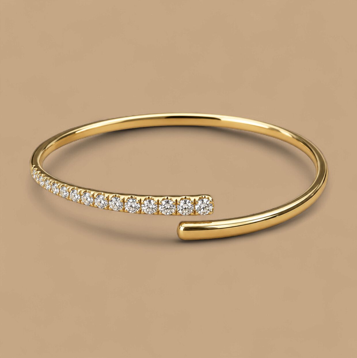 Gold Bypass Diamond Bangle