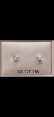 14KW Diamond (0.33ct) Princess Cut Earrings