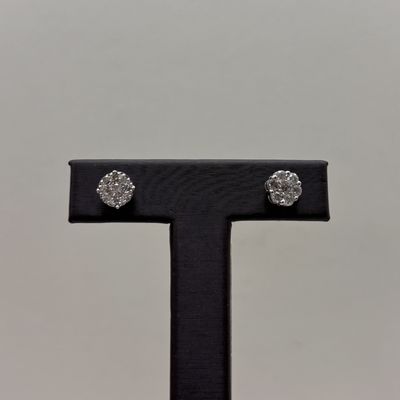 14KW Diamond (0.50tdw) Halo Stud Earrings